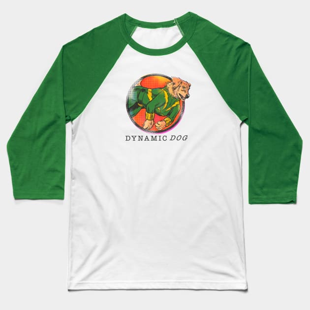 Dynamic Dog Baseball T-Shirt by ThirteenthFloor